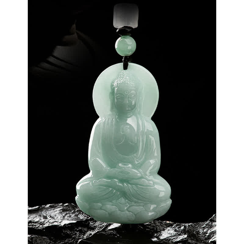 Buddha Stones Amitabha Buddha Jade Amulet Compassion String Necklace