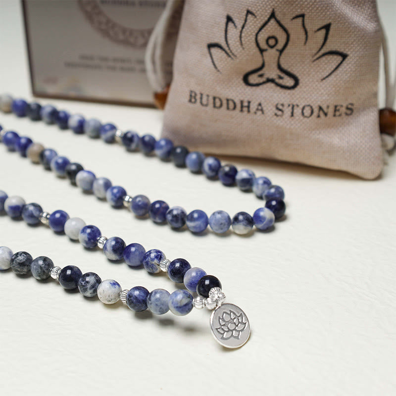 Natural Blue Aventurine Lotus Peace Necklace Bracelet