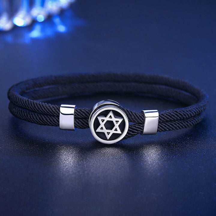 Buddha Stones 925 Sterling Silver Star of David Calm Balance String Bracelet