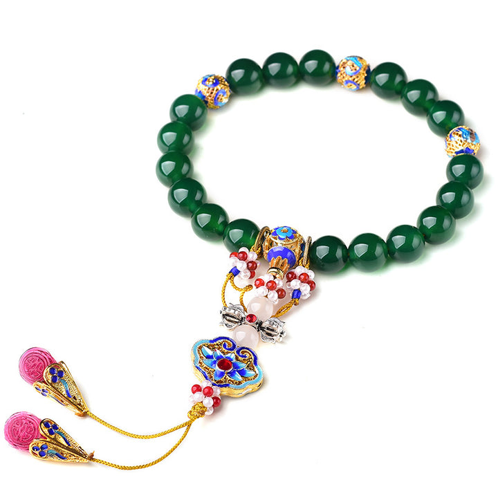 Natural Green Agate Wrist Mala Success Charm Pocket Mala Car Decoration