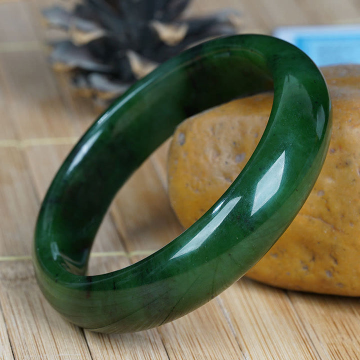 Natural Hetian Cyan Jade Happiness Success Bracelet Bangle