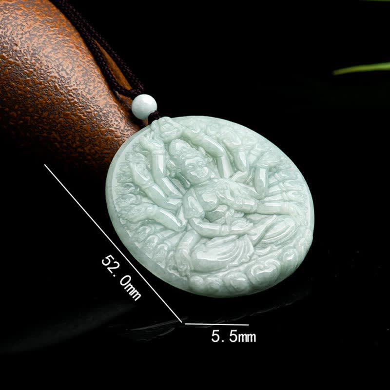 Thousand-Hand Kwan Yin Avalokitesvara Jade Blessing String Necklace Pendant