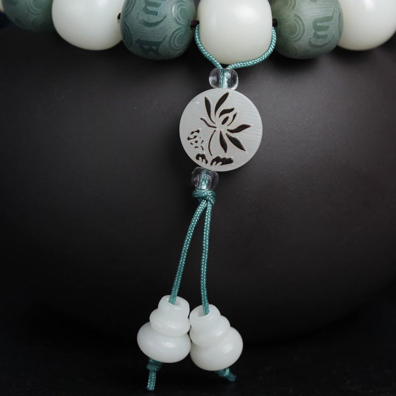 Buddha Stones White Bodhi Six True Words Protection Bracelet