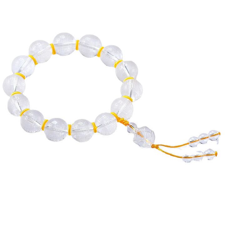 Buddha Stones Tibet White Crystal Half Demon Half Buddha Heart Sutra Lotus Healing Bracelet