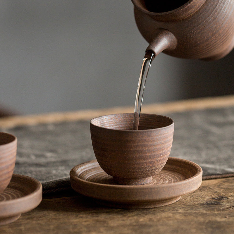 Buddha Stones Handcrafted Retro Brown Ceramic Teacup Kung Fu Tea Cup