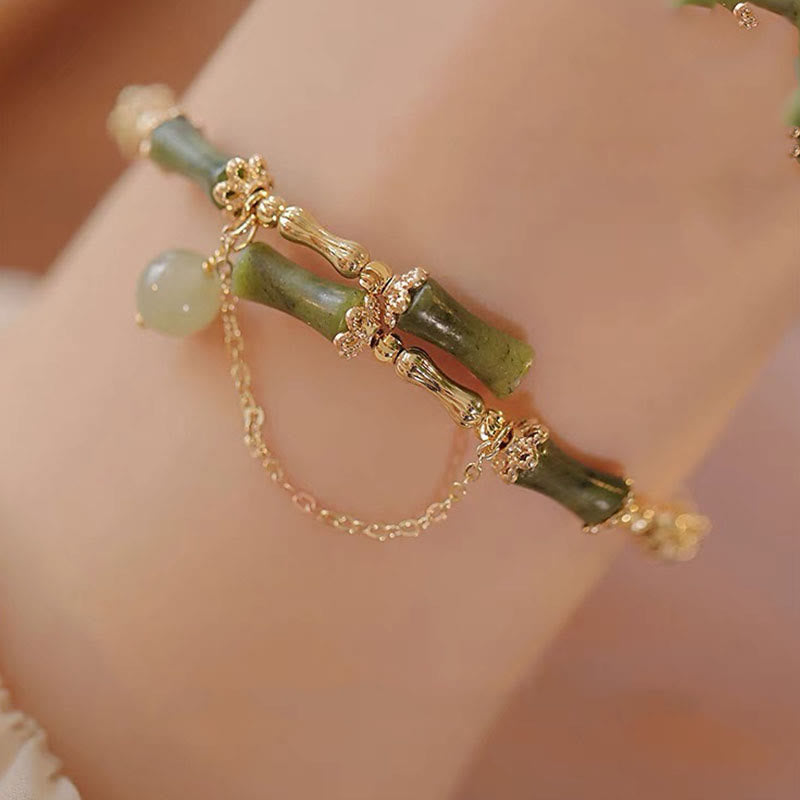 Buddha Stones Bamboo Jade Pattern Luck Bracelet Bangle