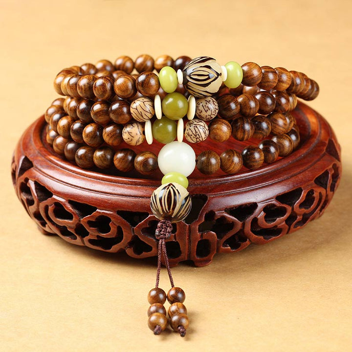 Buddha Stones Tibetan Rosewood Mala Protection Calm Bracelet