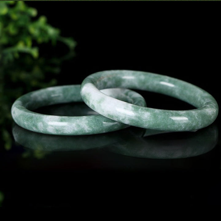 Buddha Stones Natural Jade Luck Abundance Bangle Bracelet