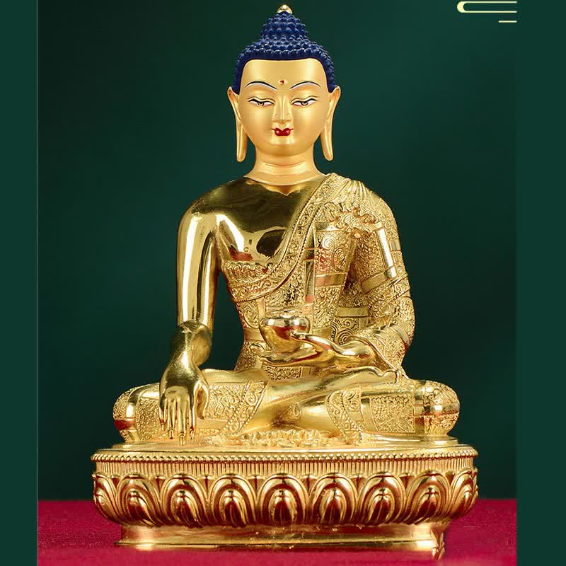 Buddha Shakyamuni Figurine Enlightenment Copper Statue Home Offering Decoration