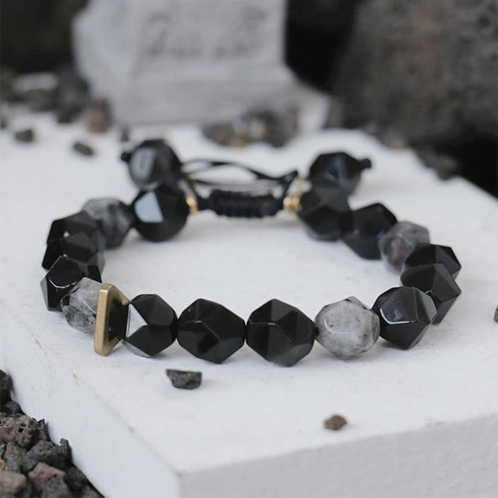 Black Obsidian Black Glitter Stone Purification Bracelet