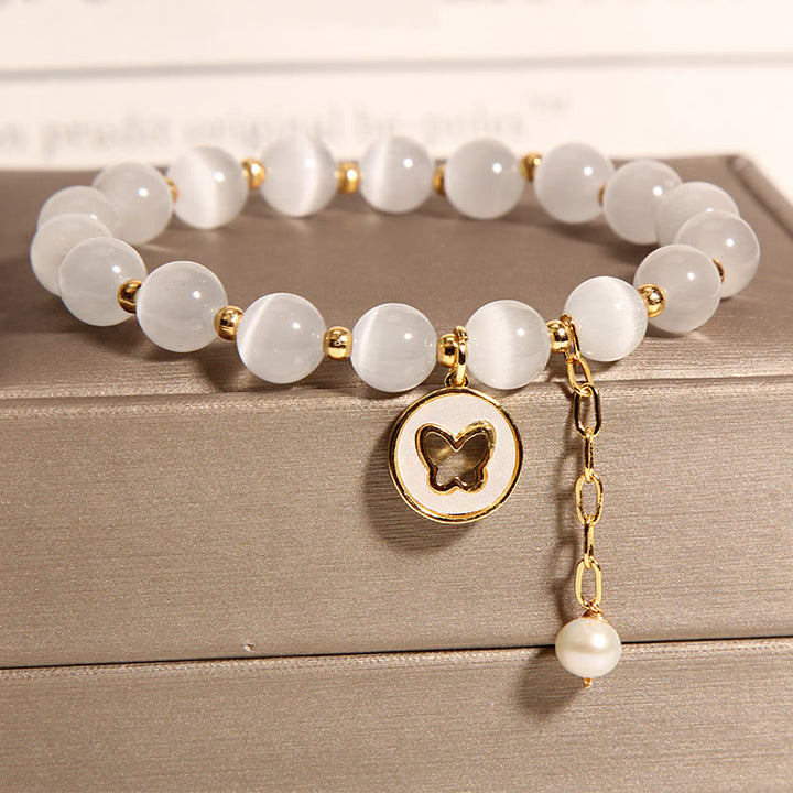 Buddha Stones Cat's Eye Butterfly Charm Love Bracelet