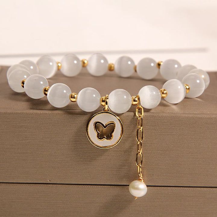 Buddha Stones Cat's Eye Butterfly Charm Love Bracelet