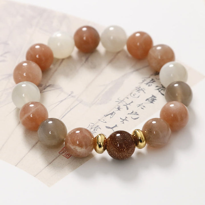 Natural Sun Stone Gold Sandstone Wealth Positive Bracelet