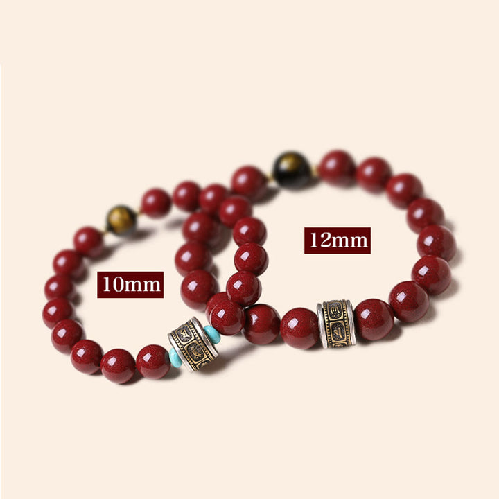 Buddha Stones 925 Sterling Silver Chinese Zodiac Natal Buddha Cinnabar Om Mani Padme Hum Calm Bracelet