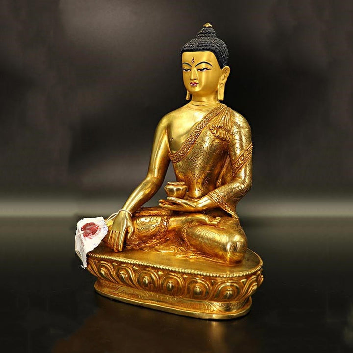 Buddha Shakyamuni Medicine Buddha Compassion Copper Gold Plated Statue Decoration