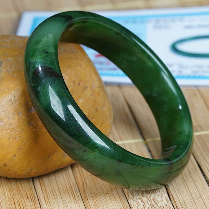 Natural Hetian Cyan Jade Happiness Success Bracelet Bangle