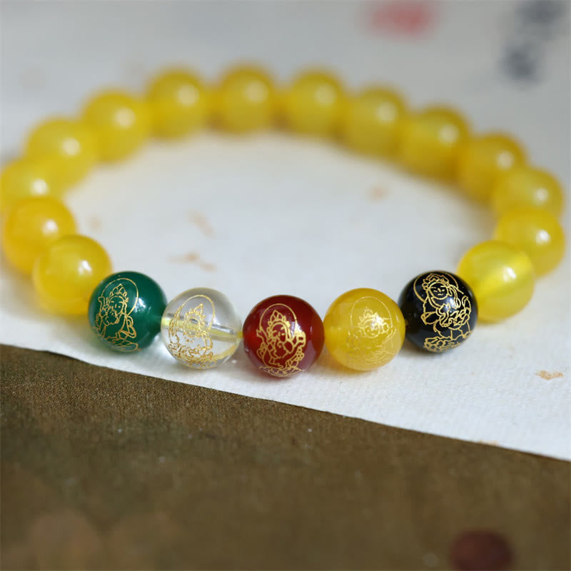 Buddha Stones Five Elements God of Wealth Various Agate Crystal Wealth Bracelet