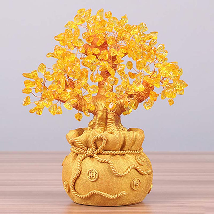 Buddha Stones Natural Citrine Money Tree Gemstone Ornament - Feng Shui for Prosperity