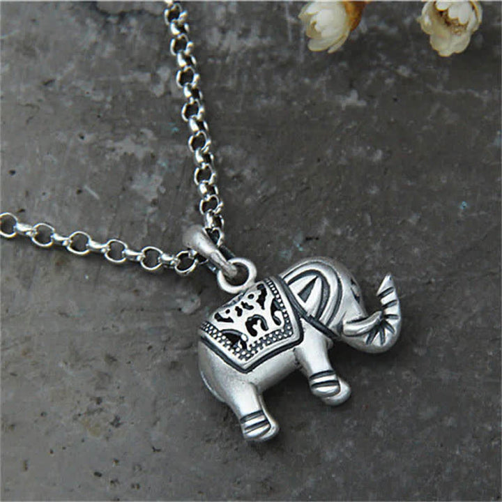 990 Sterling Silver Elephant Strength Necklace Pendant