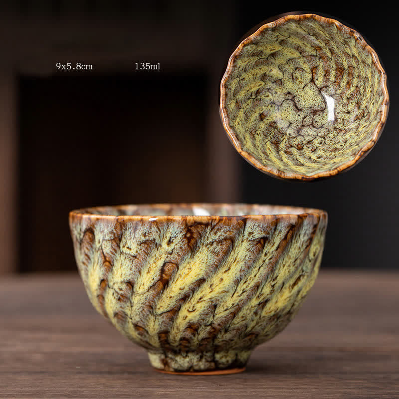 Buddha Stones Peach Blossom Pattern Ceramic Teacup Flower Tea Cups