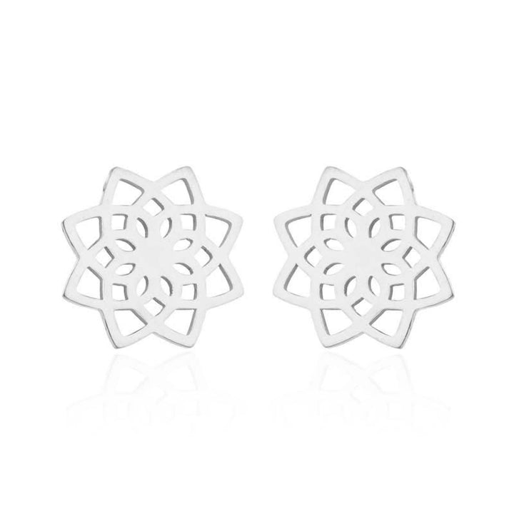 Tibetan Lotus Pattern New Beginning Stud Earrings