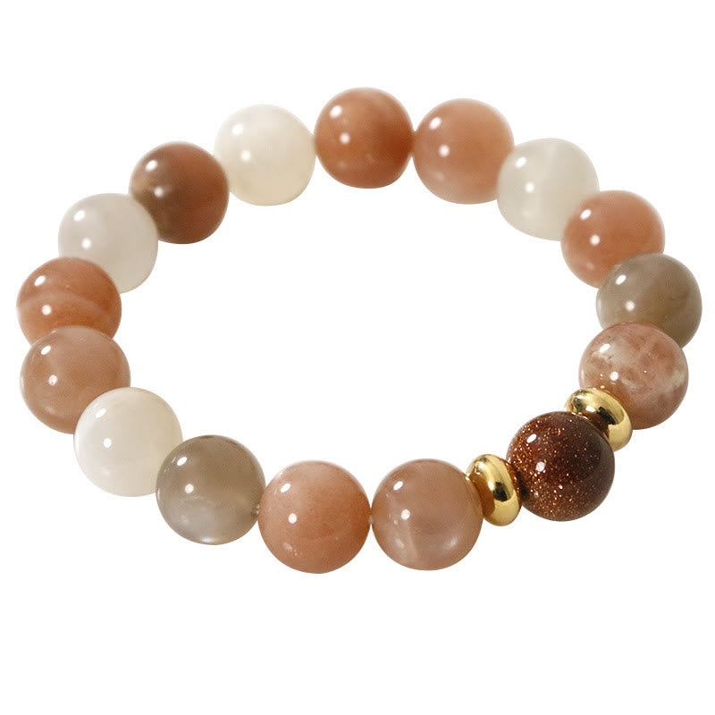 Natural Sun Stone Gold Sandstone Wealth Positive Bracelet