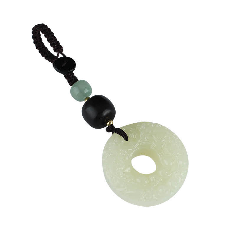 Buddha Stones PiXiu Jade Peace Buckle Abundance Wealth Key Chain