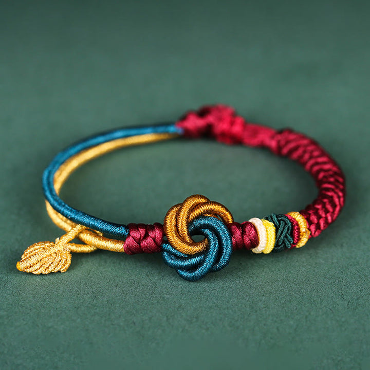 Buddha Stones Tibetan Handmade Mandala Knot Leaf Luck Rope Bracelet