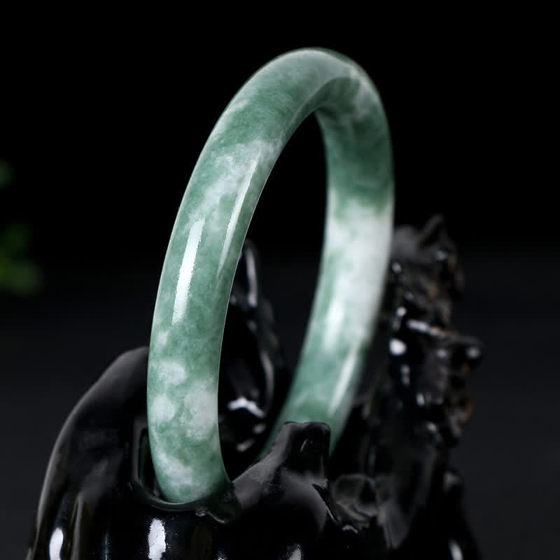 Buddha Stones Natural Jade Luck Abundance Bangle Bracelet