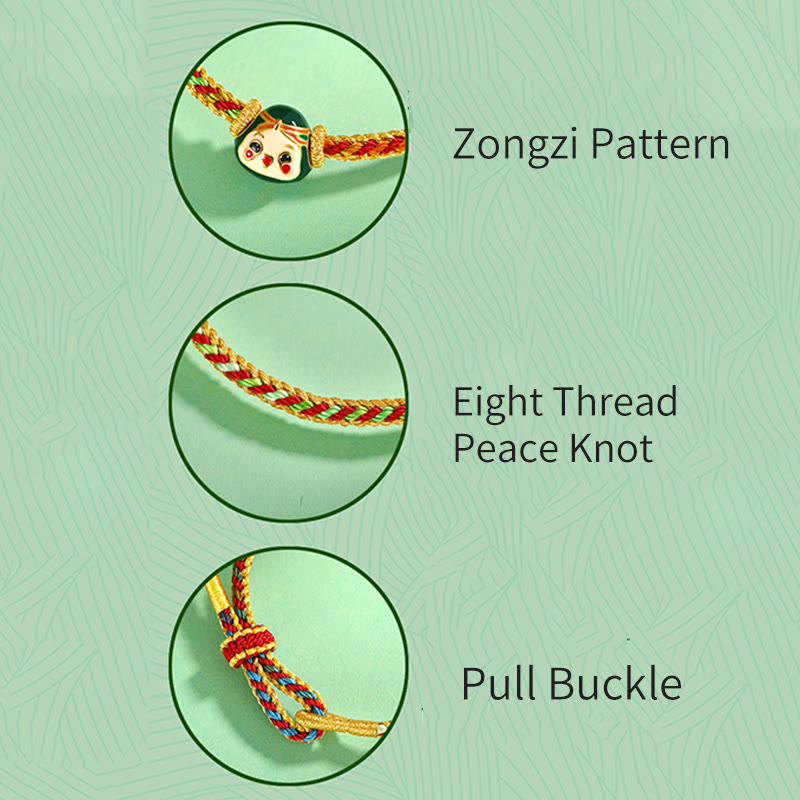 Buddha Stones Cute Zongzi Pattern Luck Colorful Handcrafted Eight Thread Peace Knot Bracelet