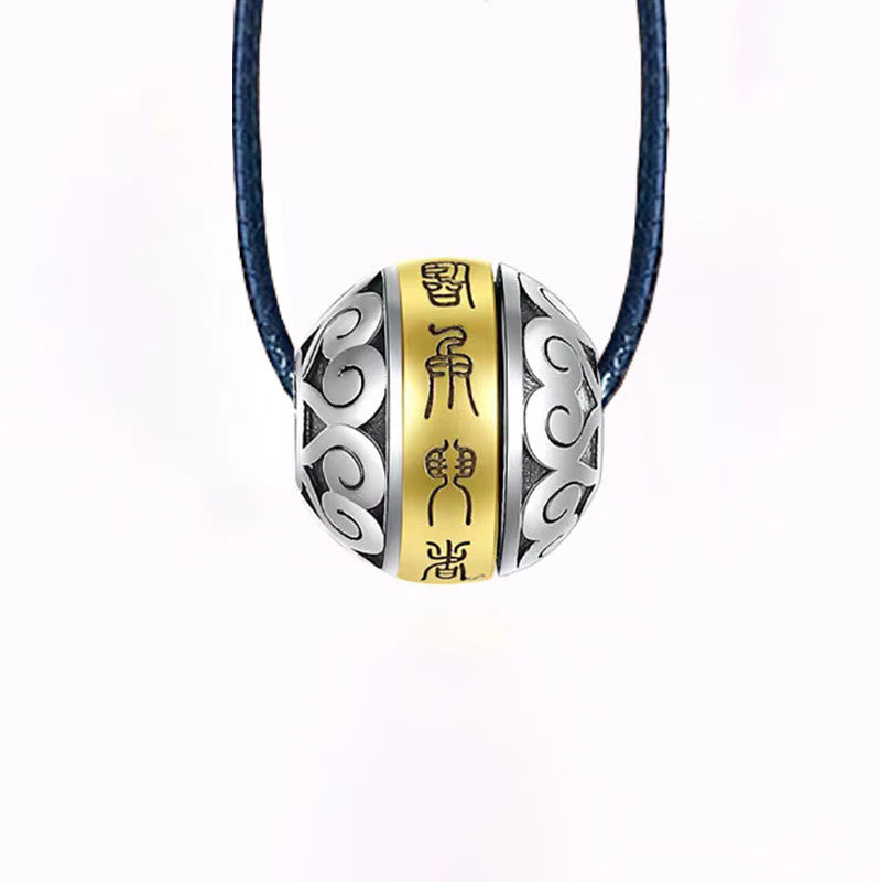 Buddha Stones Taoist Nine-Character Mantra Engraved Amulet Balance Necklace Rotatable Pendant