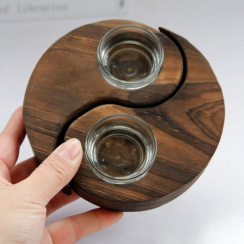 Yin Yang Wood Candle Holder Meditation Rituals Use Items