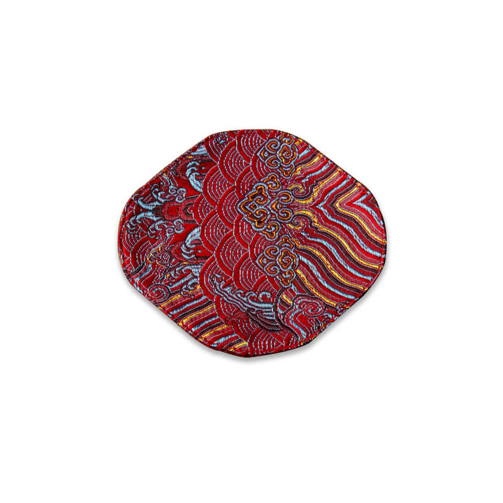 Buddha Stones Sea Wave Bamboo Plum Blossom Brocade Embroidery Cup Mat Pad Tea Cup Coaster Kung Fu Tea Mat