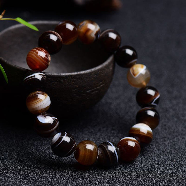 Buddha Stones Tibetan Sardonyx Happiness Positive Bracelet