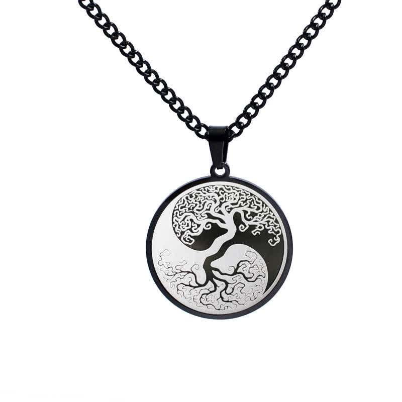 Buddha Stones The Tree of Life Titanium Steel Connection Necklace Pendant