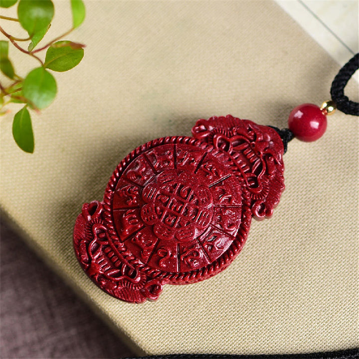 Buddha Stones Laughing Buddha Yin Yang Chinese Zodiac Gourd Natural Cinnabar Blessing Necklace Pendant