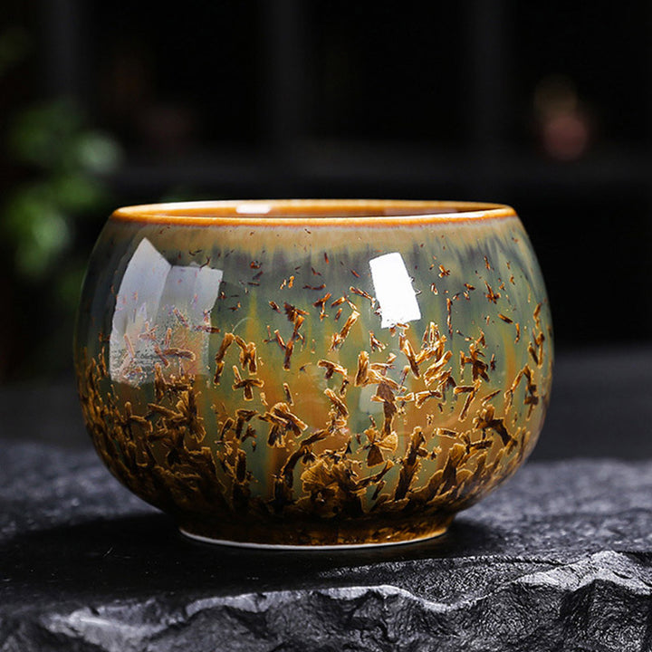 Buddha Stones Colorful Brown Ceramic Teacup Kung Fu Tea Cup Bowl