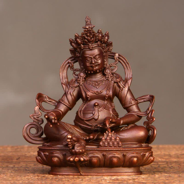 Yellow Jambhala Bodhisattva Figurine Compassion Copper Statue Home Office Decoration