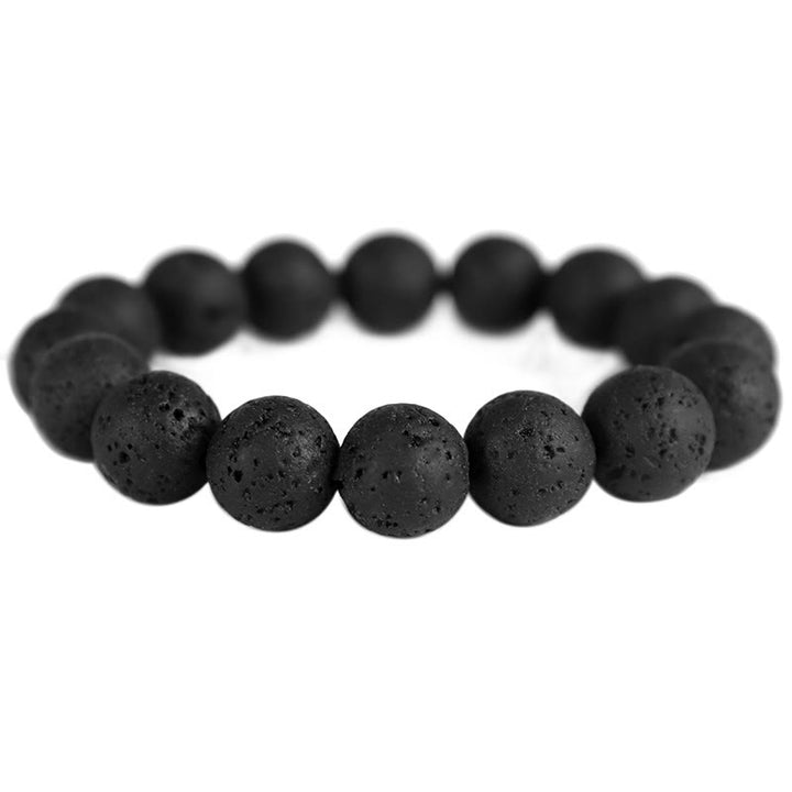 Buddha Stones Lava Rock Ebony Wood Tiger Eye Support Healing Bracelet