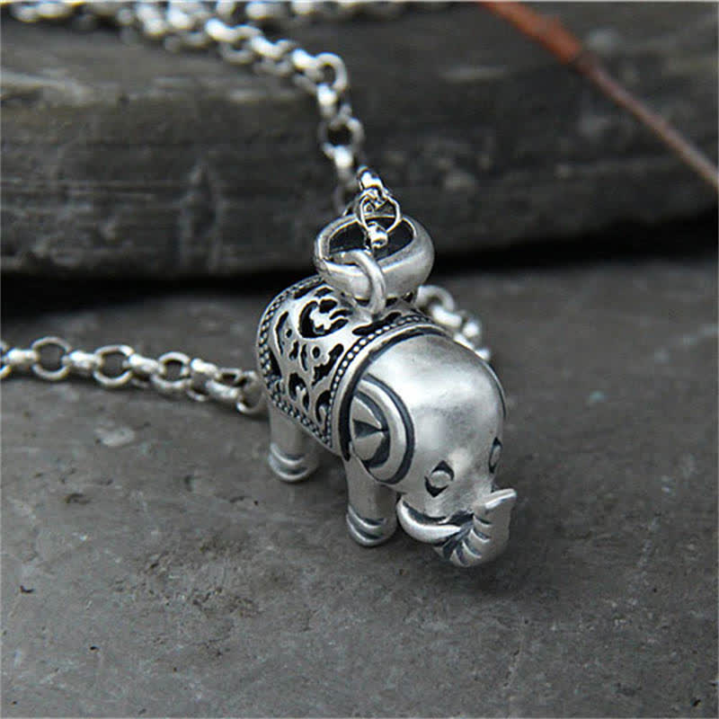 990 Sterling Silver Elephant Strength Necklace Pendant