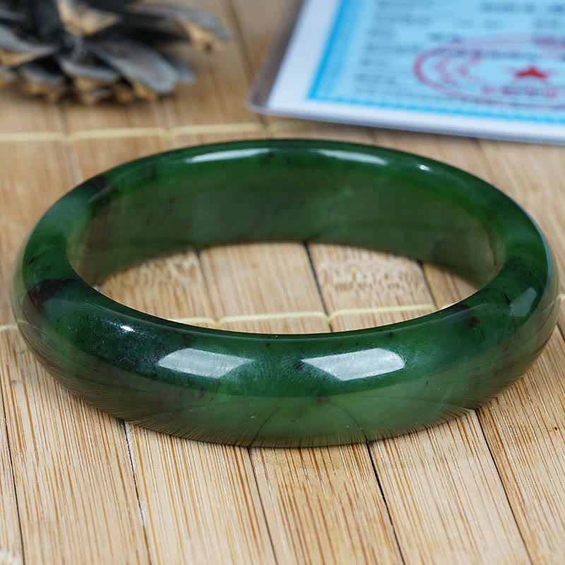 Natural Hetian Cyan Jade Happiness Success Bracelet Bangle