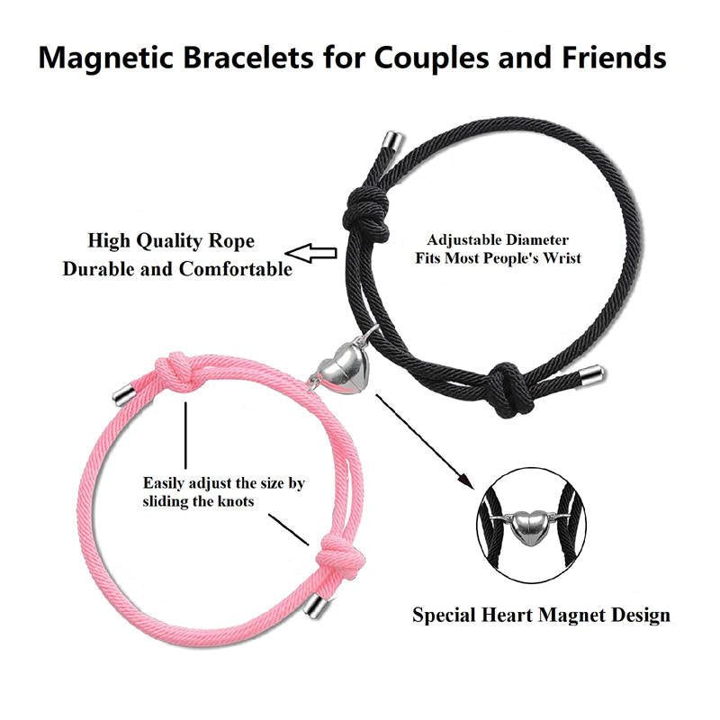 2Pcs Love Magnetic Couple String Strength Bracelet