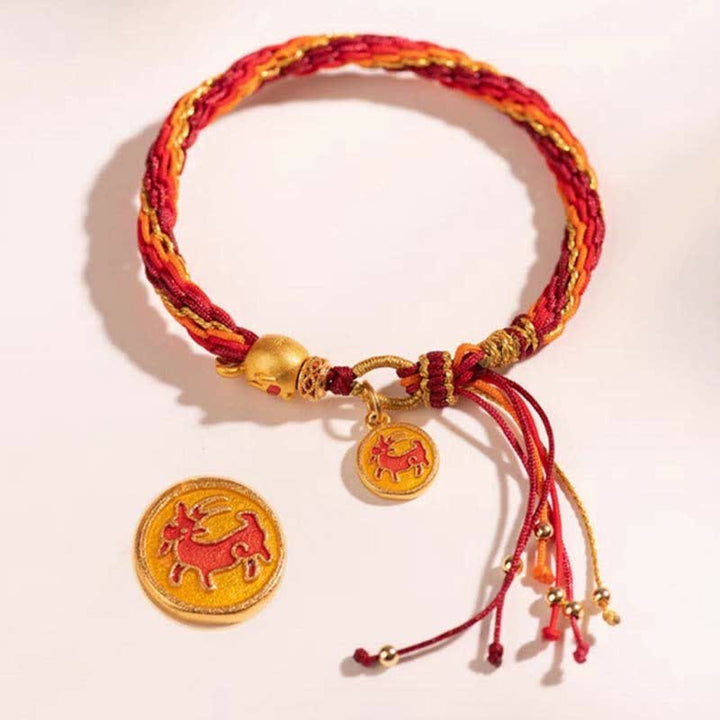 Buddha Stones Chinese Zodiac Handmade Koi Fish String Protection Reincarnation Knot Braid Bracelet