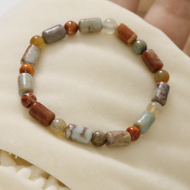 Buddha Stones Natural Stone Sea Sediment Jasper Agate Protection Bracelet