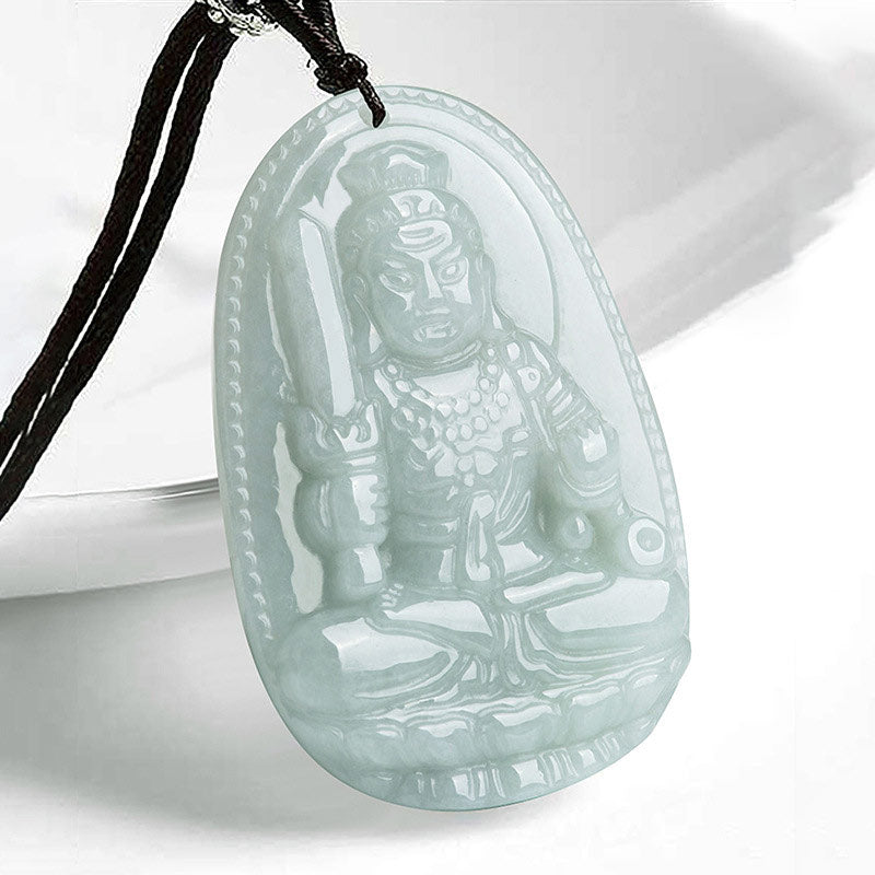 Buddha Stones Chinese Zodiac Natal Buddha Jade Wealth Prosperity Necklace Pendant