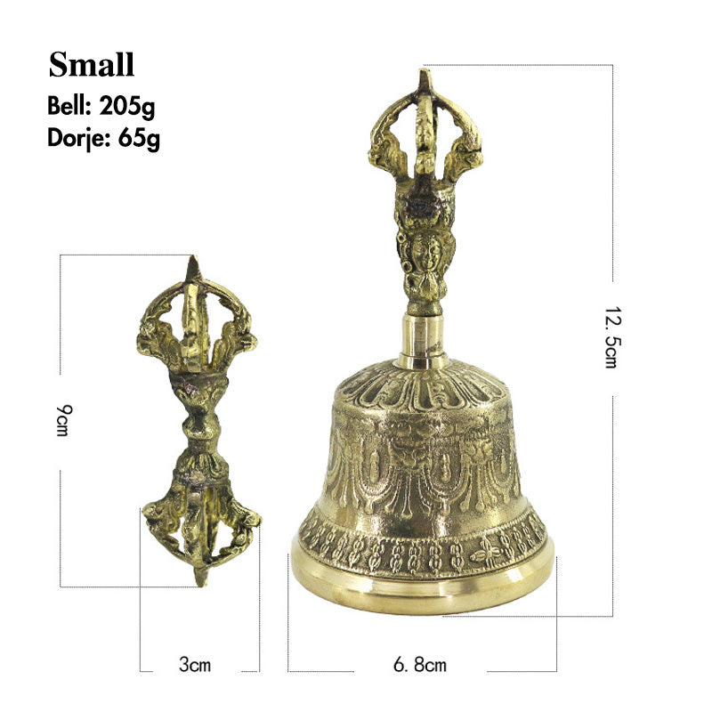 Tibetan Meditation Bell and Vajra Dorje Copper Balance Handmade Decoration Set