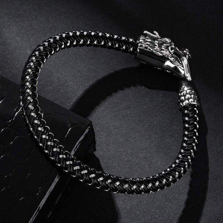 Buddha Stones Dragon Titanium Steel Protection Luck Bracelet