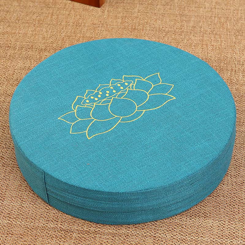 Lotus Embroidery Cotton Linen Meditation Seat Cushion