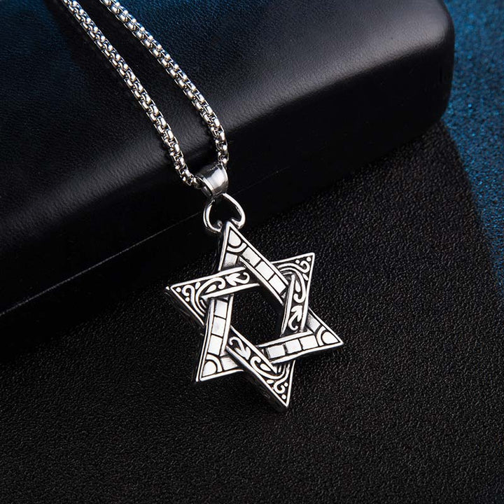 Buddha Stones Star of David Protection Necklace Pendant