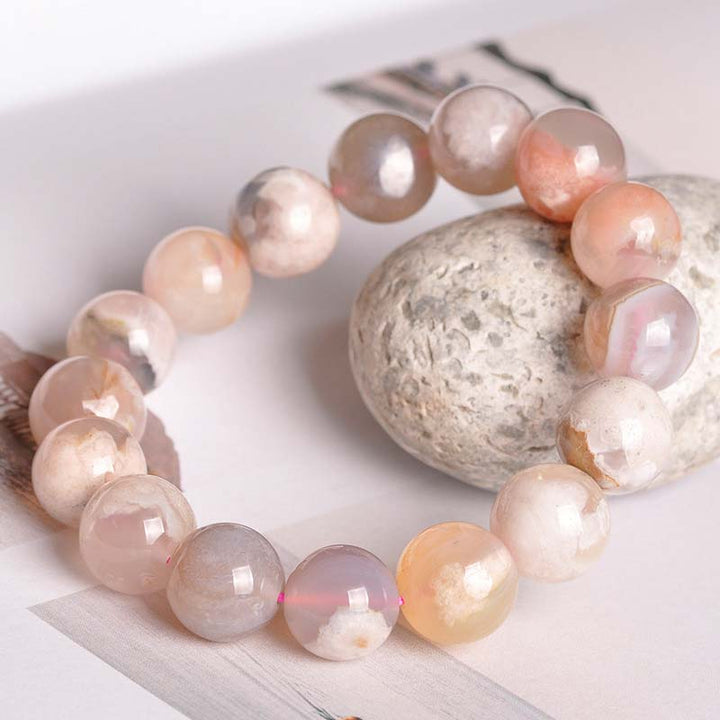 Buddha Stones Sakura Agate Peace Blessing Bracelet